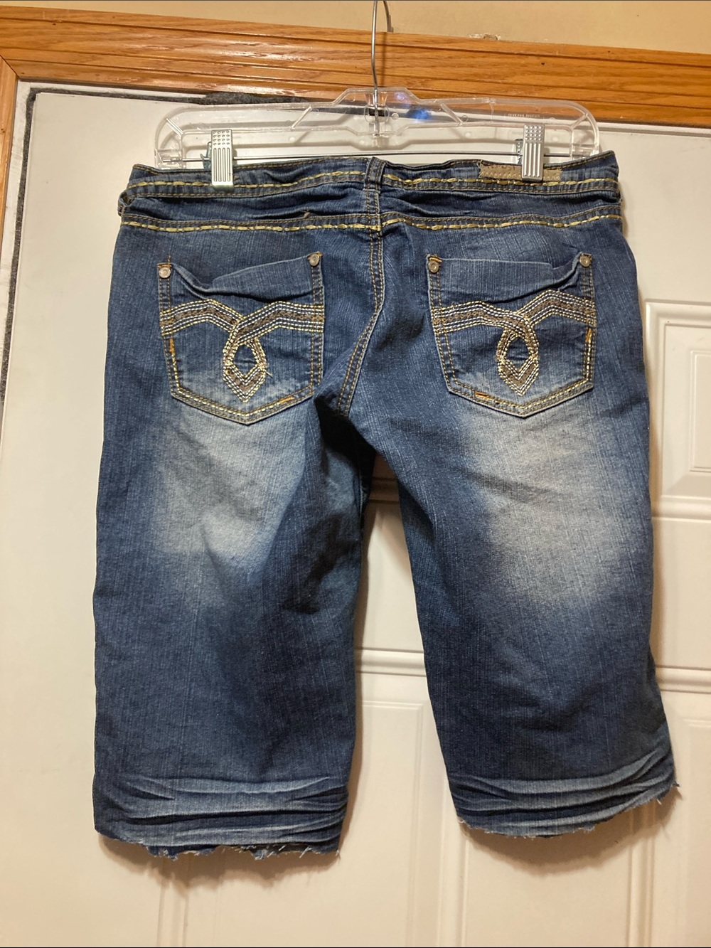 Almost Famous Embellished Dark Wash Denim Shorts - Rhinestone Pocket Detail 9